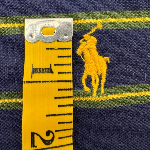 Ralph Lauren Polo Golf Navy/Yellow Striped Polo 100% Pima Cotton Shirt Large - Picture 10 of 13